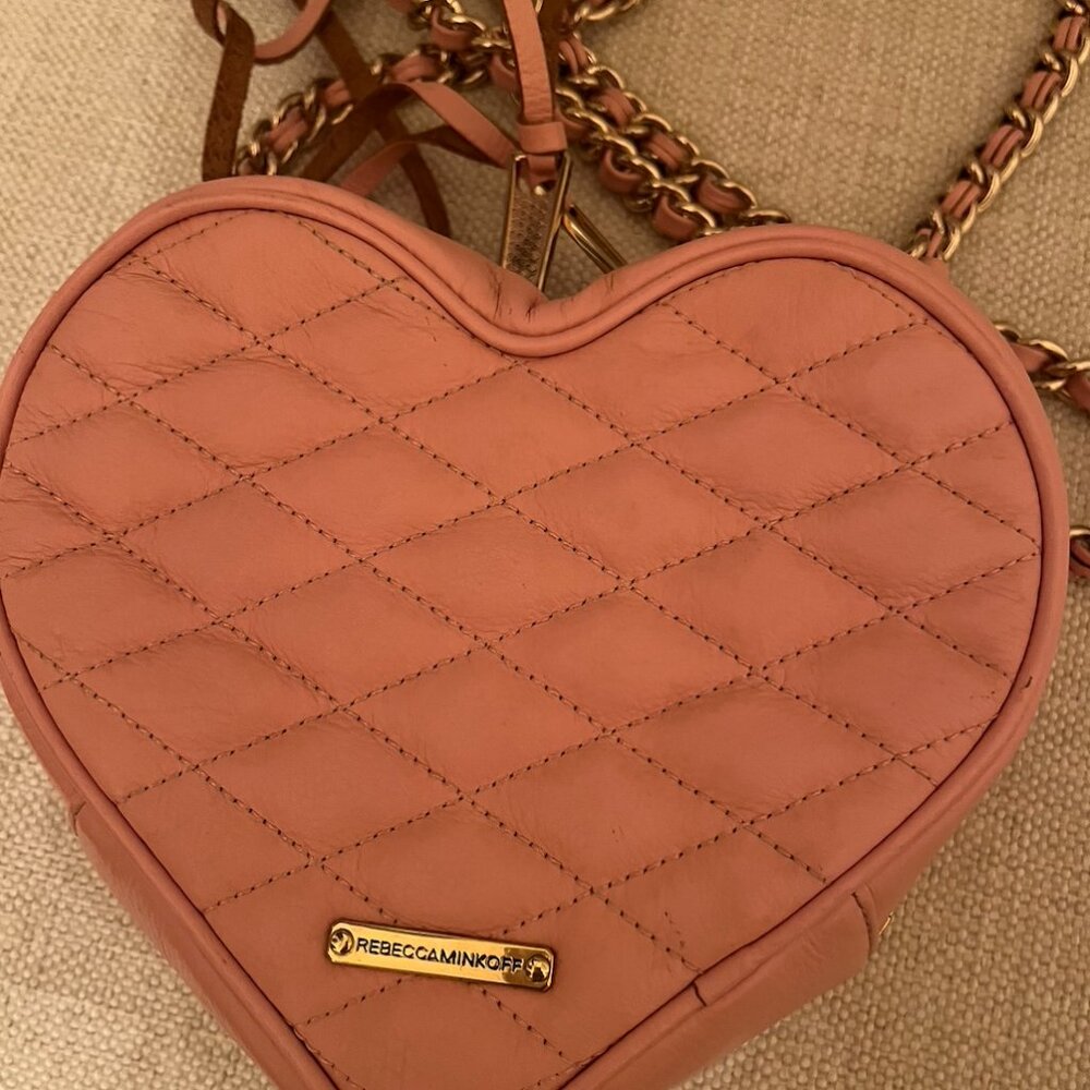 Rebecca Minkoff Pink Quilted Heart Crossbody Bag - Picture 6 of 9